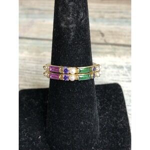 Kendra Scott Madelyn Rings size 6.75 semi-precious  gold Tone NWOT set of 2